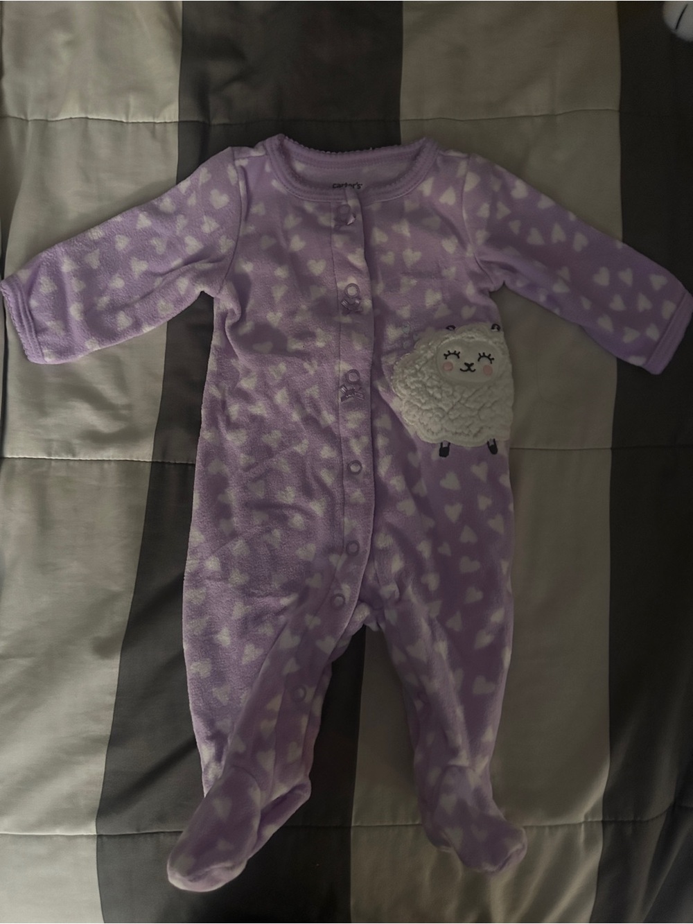 Carter's Lavender Heart Lamb Footed One-Piece